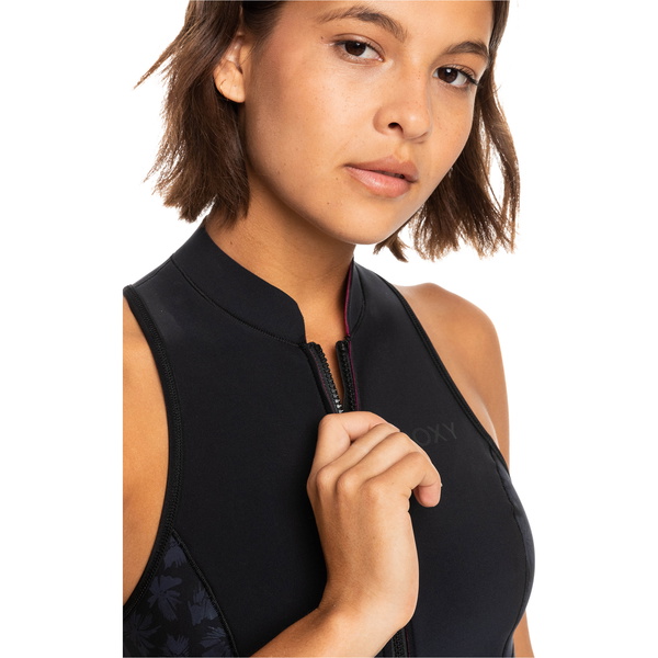 2025 Roxy Womens Swell Series 1mm Front Zip Sleeveless Shorty Wetsuit ERJW503029 - Black